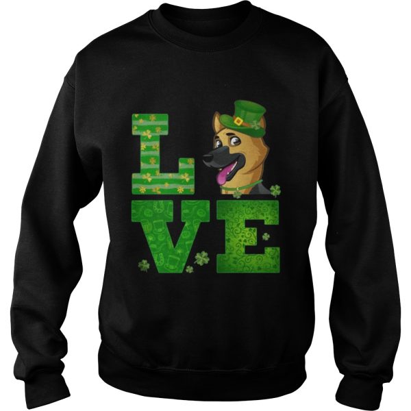 Love German Shepherd St Patricks Day Green Shamrock T-Shirt