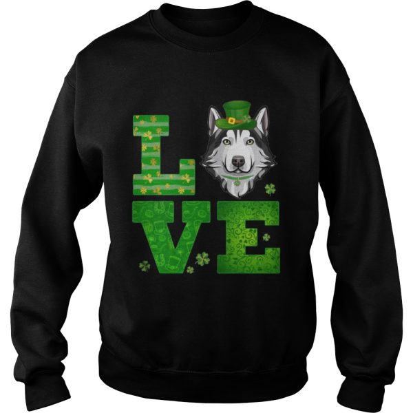 Love Husky St Patricks Day Green Shamrock T-Shirt