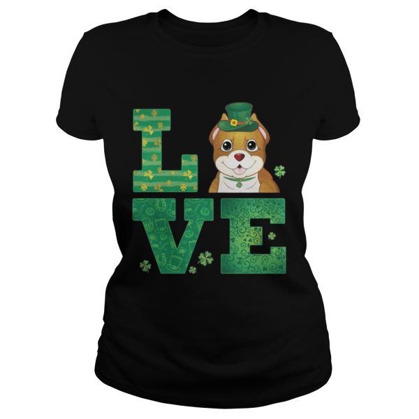 Love Pit Bull St Patricks Day Green Shamrock T-Shirt