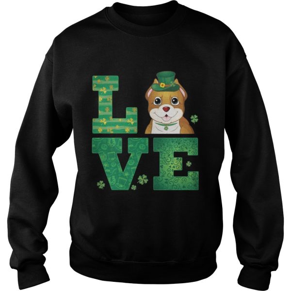 Love Pit Bull St Patricks Day Green Shamrock T-Shirt