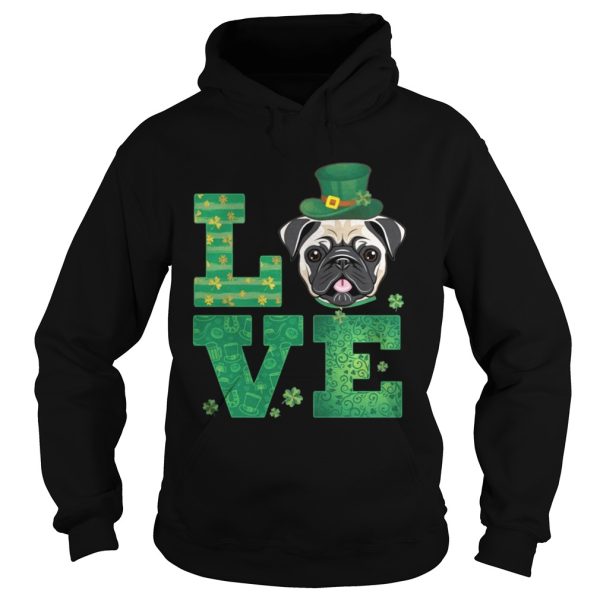Love Pug St Patricks Day Green Shamrock T-Shirt