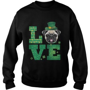 Love Pug St Patricks Day Green Shamrock T Shirt 3
