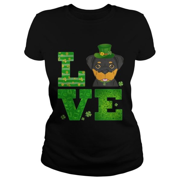 Love Rottweiler St Patricks Day Green Shamrock T-Shirt