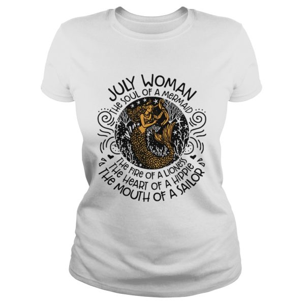 Mermaid with harp July woman the soul of mermaid the fire of a lioness shirt