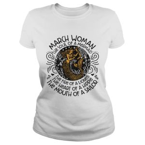 Mermaid with harp March woman the soul of mermaid the fire of a lioness shirt 2