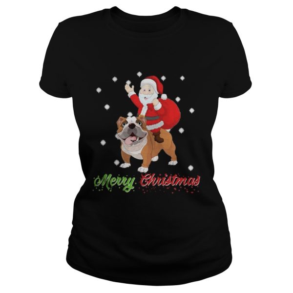 Merry Christmas Santa Claus Riding Bulldog Sweatshirt