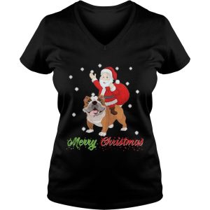 Merry Christmas Santa Claus Riding Bulldog Sweatshirt 2