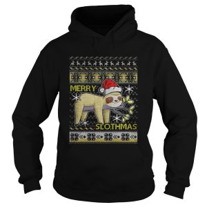 Merry Slothmas christmas hat shirt 1