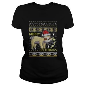 Merry Slothmas christmas hat shirt 2