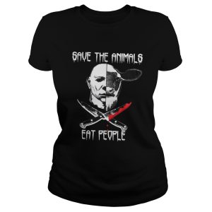 Michael Myers and Cow save the animals eat people shirt 2