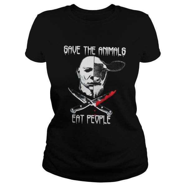 Michael Myers and Cow save the animals eat people shirt