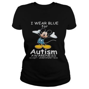 Mickey Mouse I wear blue for autism awareness accept understand love shirt 1