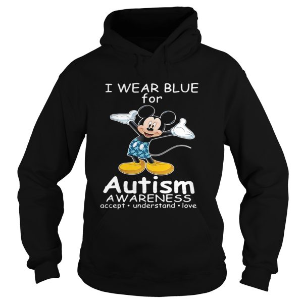 Mickey Mouse I wear blue for autism awareness accept understand love shirt