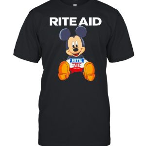 Mickey mouse hug Rite Aid logo shirt