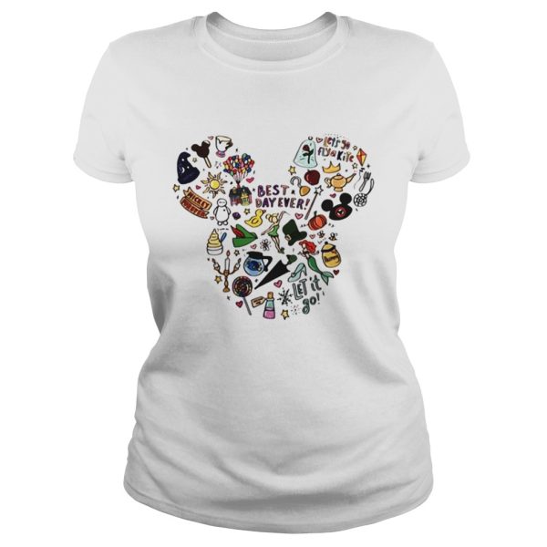 Multi-character Mickey Mouse head shirt