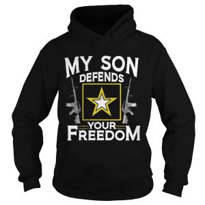 My Son Defends Your Freedom Army Mom Shirt 1
