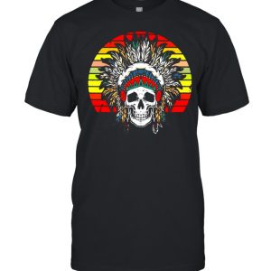 Native American Headdress Skull Native Indian Pride Vintage T-shirt