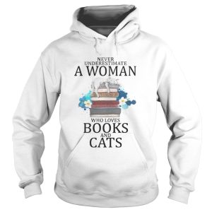 Never Underestimate A Woman Who Loves Books And Cats Shirt 1