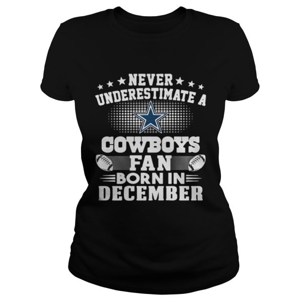 Never Underestimate a Cowboys fan born in December shirt