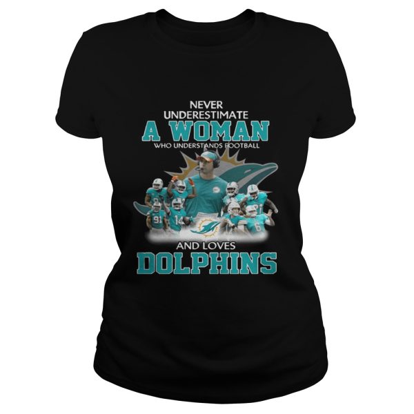 Never Underestimate a Woman Who Understands Football And Loves Dolphins T-shirt