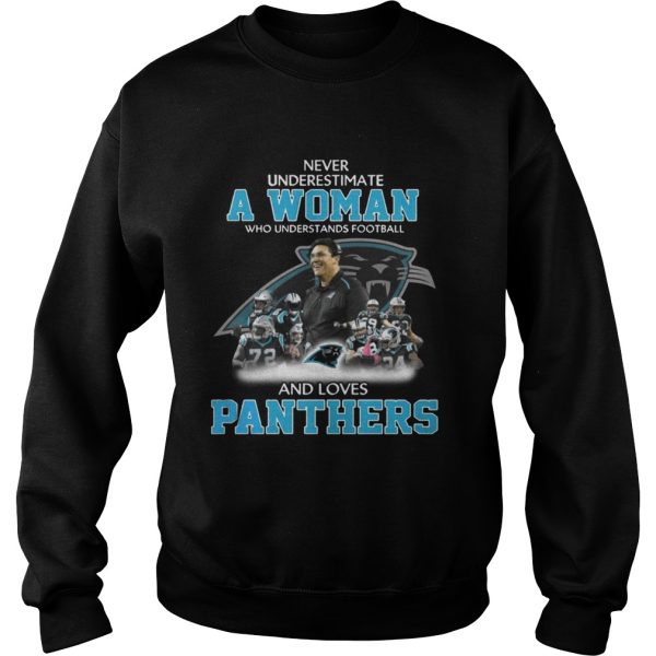 Never Underestimate a Woman Who Understands Football And Loves Panthers T-shirt