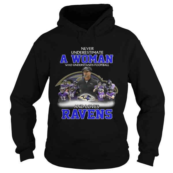 Never Underestimate a Woman Who Understands Football And Loves Ravens T-shirt