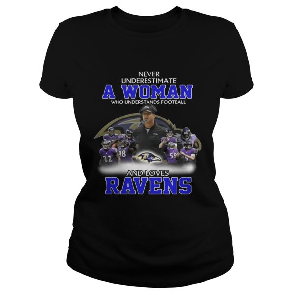 Never Underestimate a Woman Who Understands Football And Loves Ravens T-shirt