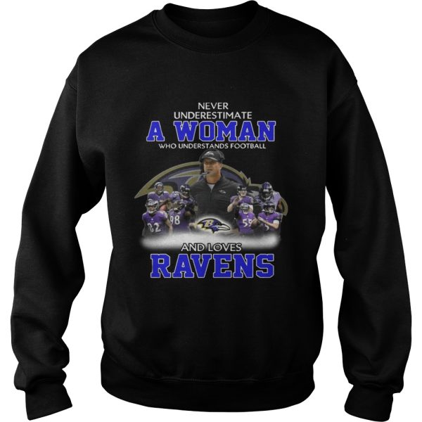 Never Underestimate a Woman Who Understands Football And Loves Ravens T-shirt