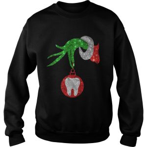 Nurse Grinch hand holding clinic dental ornament shirt 3