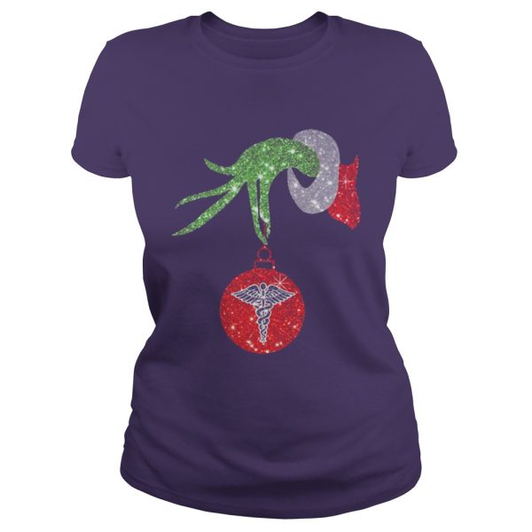 Nurse Grinch hand holding medical ornament shirt