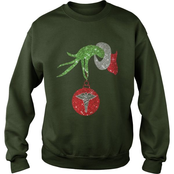 Nurse Grinch hand holding medical ornament shirt