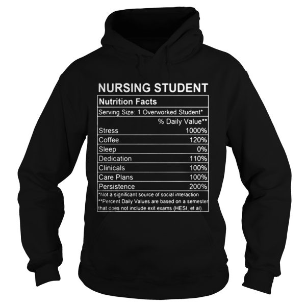 Nursing student nutrition facts shirt