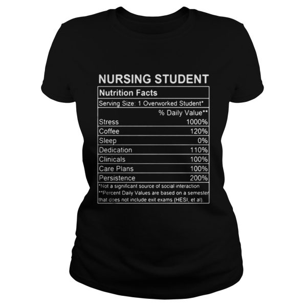 Nursing student nutrition facts shirt