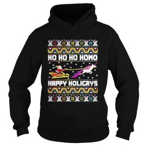 Official Santa riding unicorn Ho Ho Ho Homo happy holidays shirt 1