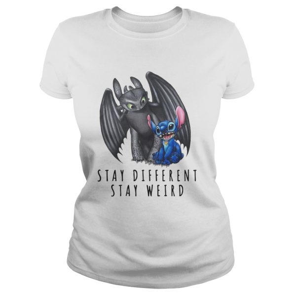 Official Stitch and Toothless stay different stay weird shirt