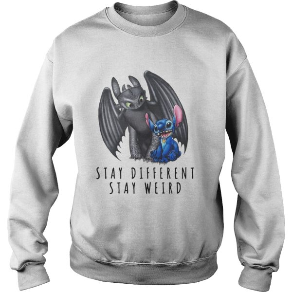 Official Stitch and Toothless stay different stay weird shirt