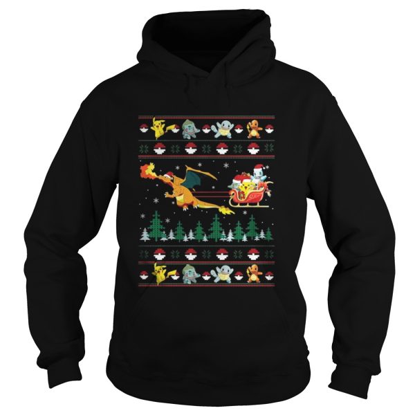 Pokemon and Dinosaur Santa Hat christmas shirt