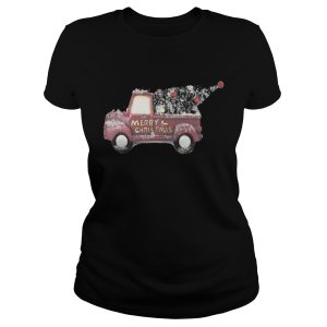Red vintage truck with Christmas tree Tee Shirt 1 Red vintage truck with Christmas tree Tee Shirt 2