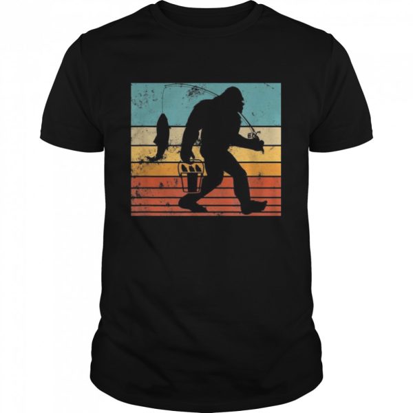 Retro Bigfoot Fishing Sasquatch and Fishing Shirt