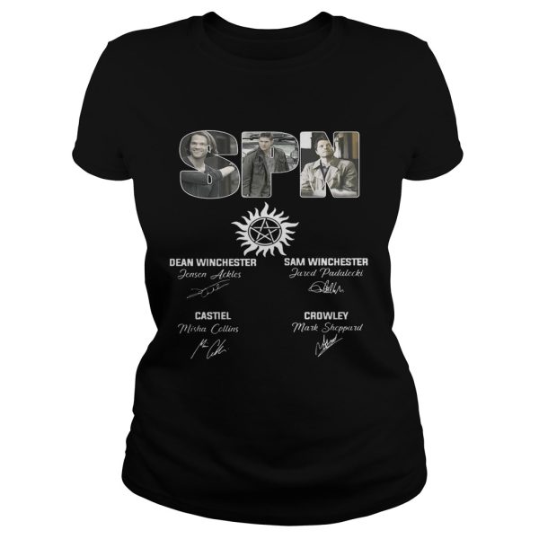 SPN Signature Dean Winchester Sam Winchester Castiel Crowley Shirt