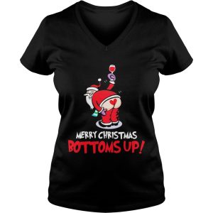 Santa Claus wine merry Christmas bottoms up shirt 3