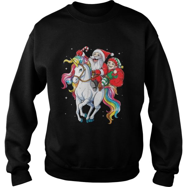 Santa and Elf riding Unicorn christmas sweater