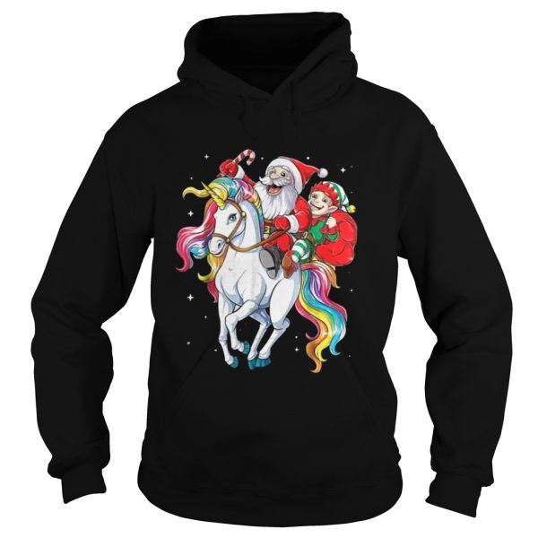 Santa and Elf riding Unicorn christmas sweater