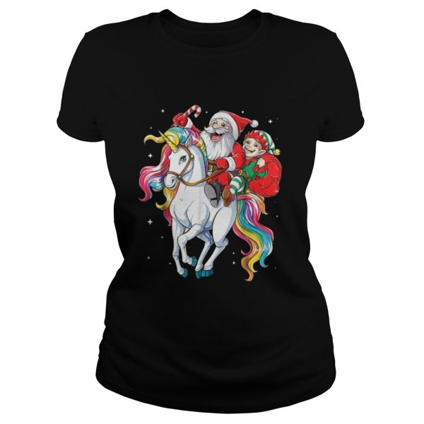 Santa and Elf riding Unicorn christmas sweater