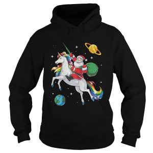 Santa riding Unicorn in space Christmas shirt 1