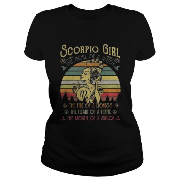 Scorpio girl the sound of a witch the fire of a lioness vintage sunset shirt