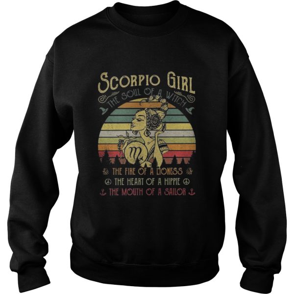 Scorpio girl the sound of a witch the fire of a lioness vintage sunset shirt