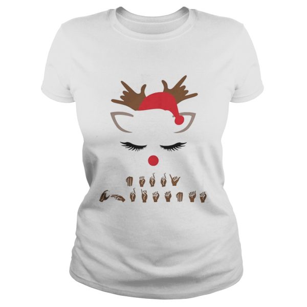 Sign language Deaf merry Christmas reindeer shirt