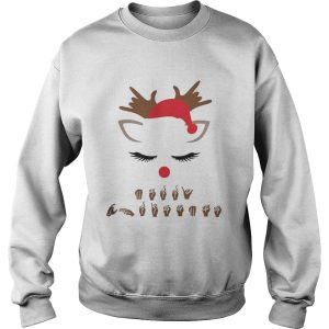 Sign language Deaf merry Christmas reindeer shirt 3