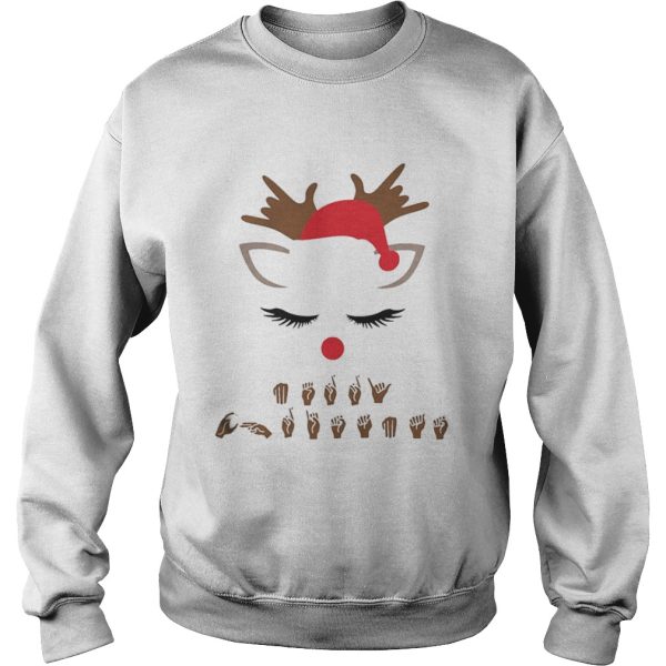 Sign language Deaf merry Christmas reindeer shirt